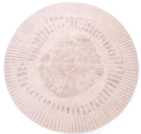Radius Beige kerek gyapjú szőnyeg felülnézetből, bézs színben