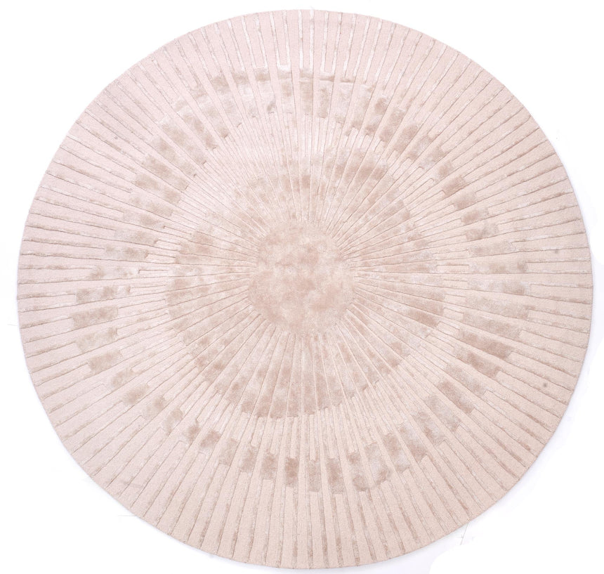 Radius Beige kerek gyapjú szőnyeg felülnézetből, bézs színben