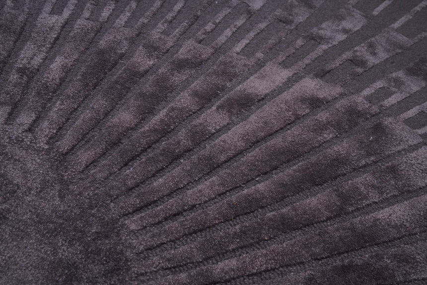 Radius Dark Gray kerek gyapjú szőnyeg szálszerkezete közelről