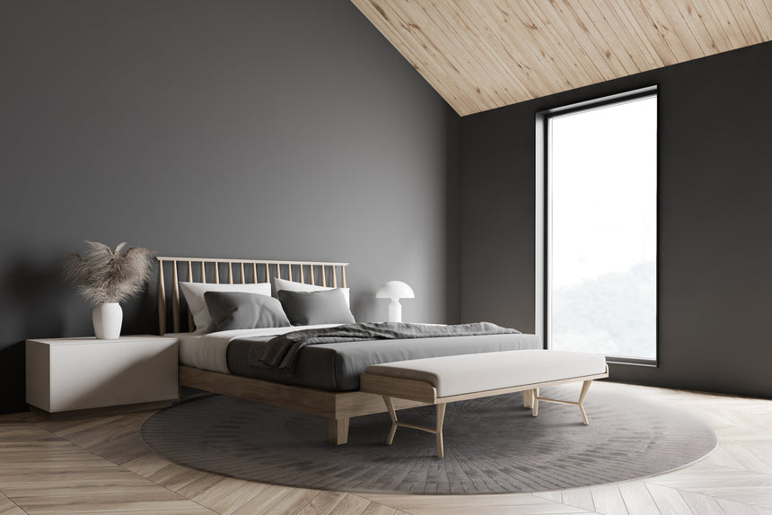 Radius Gray kerek gyapjú szőnyeg felülnézetből, szürke színben