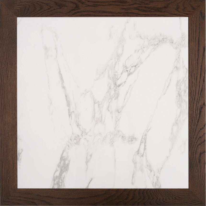 Romeo szögletes asztallap 70x70 cm, fehér márvány betét, tölgy keret