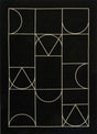 Signet Black modern szőnyeg felülnézetből, fekete art deco mintával