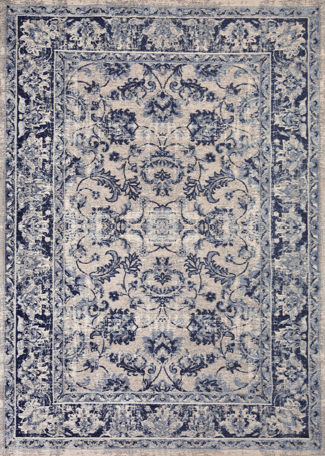 Tebriz Antique Blue modern szőnyeg felülnézetből, antikolt kék színben