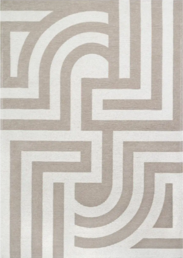 Tiffany Beige modern szőnyeg felülnézetből, bezs art deco mintával