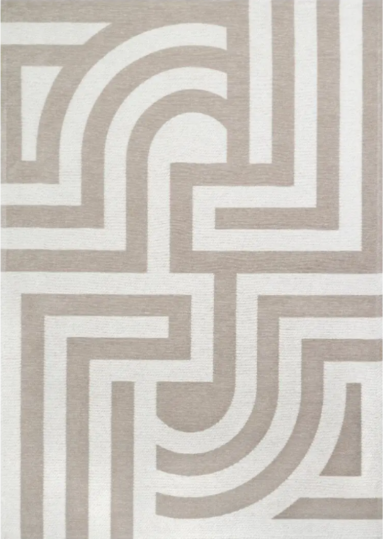 Tiffany Beige modern szőnyeg felülnézetből, bezs art deco mintával