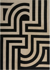 Tiffany Black modern szőnyeg felülnézetből, fekete art deco mintával